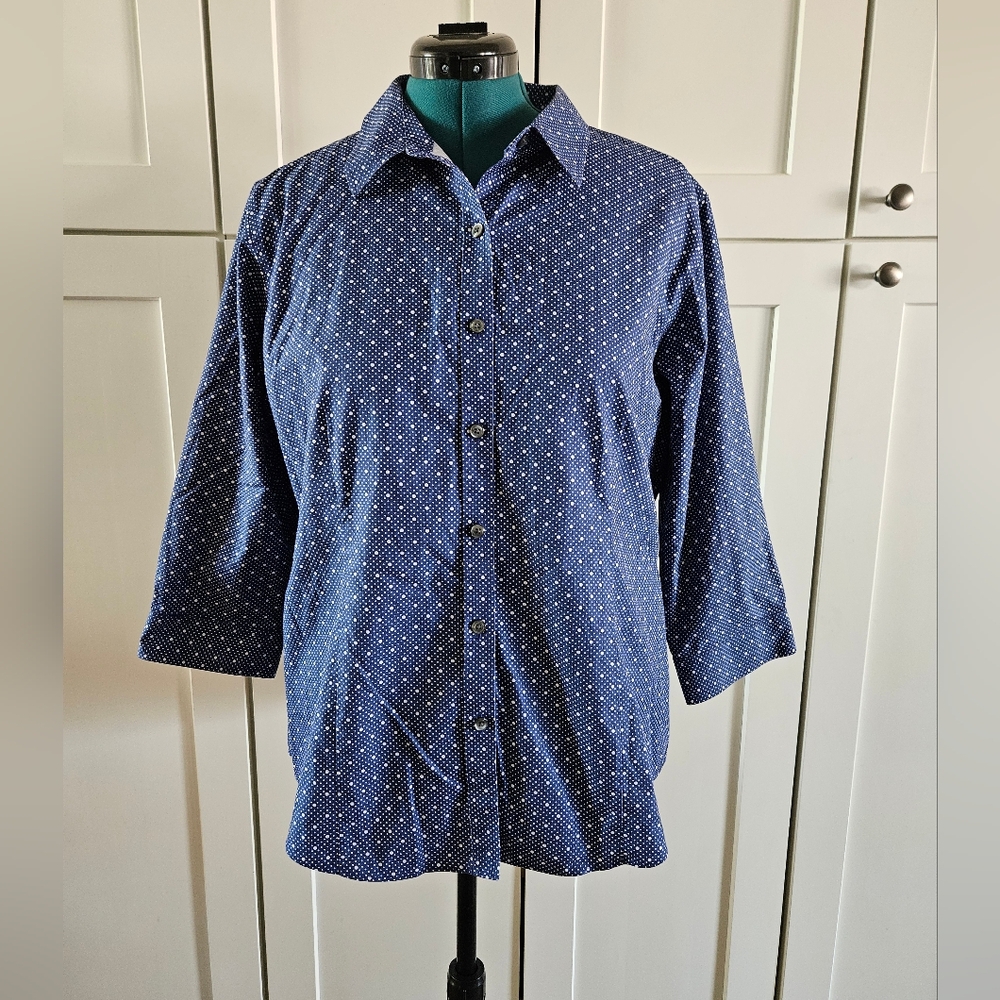 L.L. Bean Navy Polka Dot Shirt